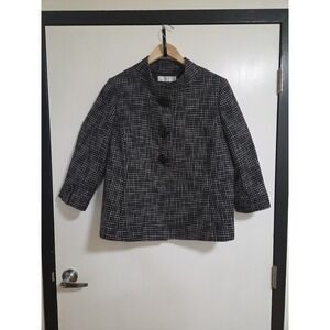 Tahari Womens Black and White 3/4 sleeve Business Causal Blazer Size 14W